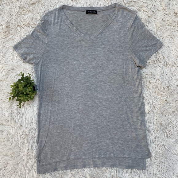 Zutter USA V-neck SS Tee 💗 Gray - Picture 5 of 12
